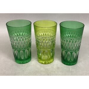 Vintage 1950’s Emerald Kelly Green & Lime Green Glass Tumblers